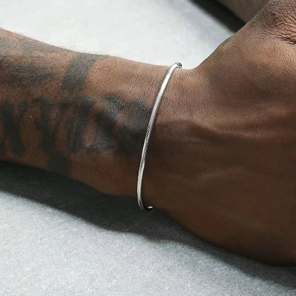 Sleek 3mm Sterling Snake Bracelet - WOWihte