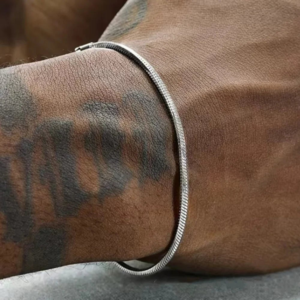 Sleek 3mm Sterling Snake Bracelet - WOWihte