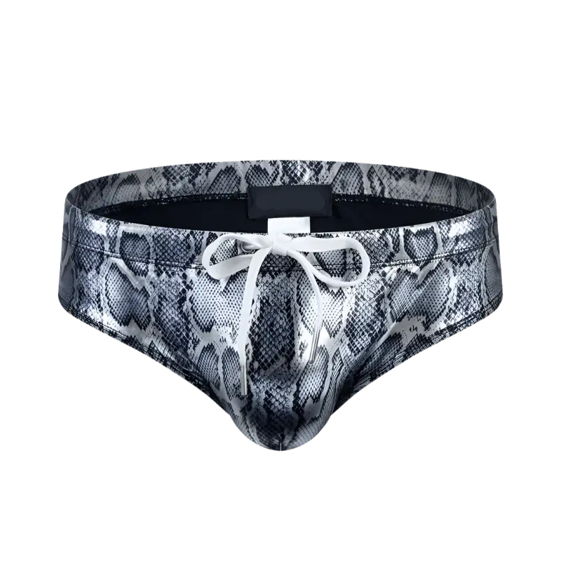 Snakeskin Push - Up Swim Briefs - WOWihte