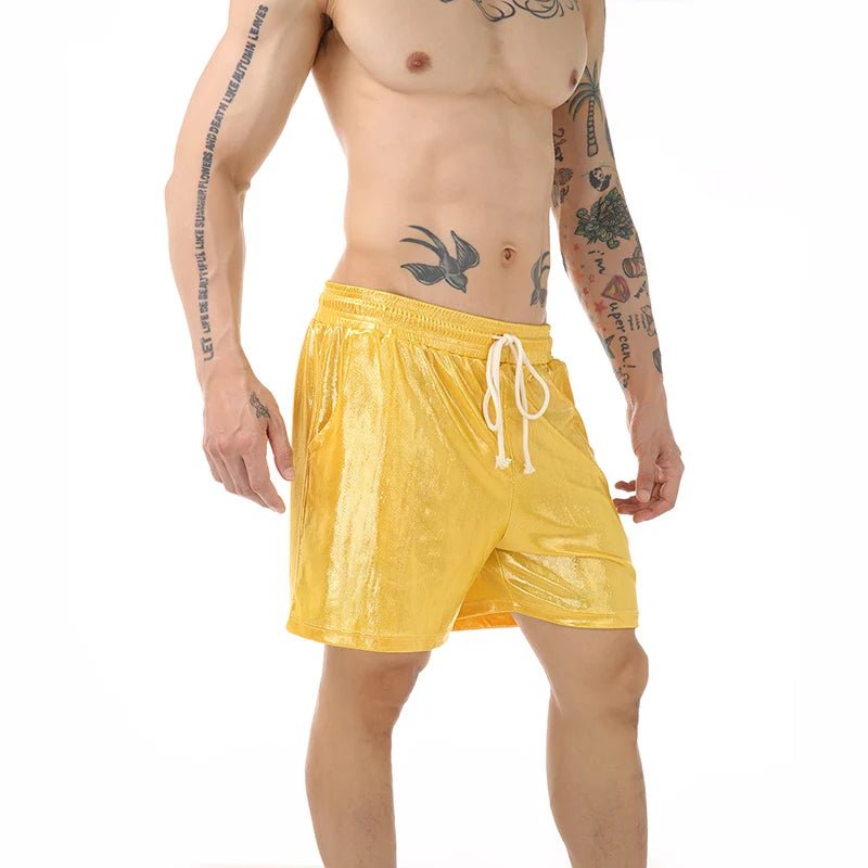 Sparkling Drawstring Men's Beach Shorts - WOWihte