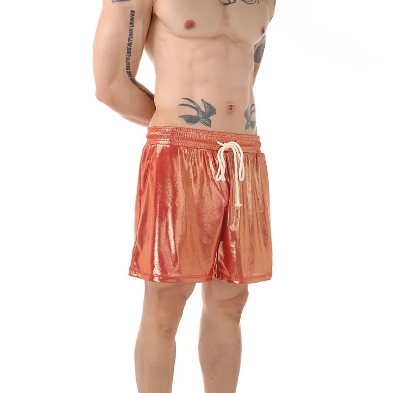 Sparkling Drawstring Men's Beach Shorts - WOWihte