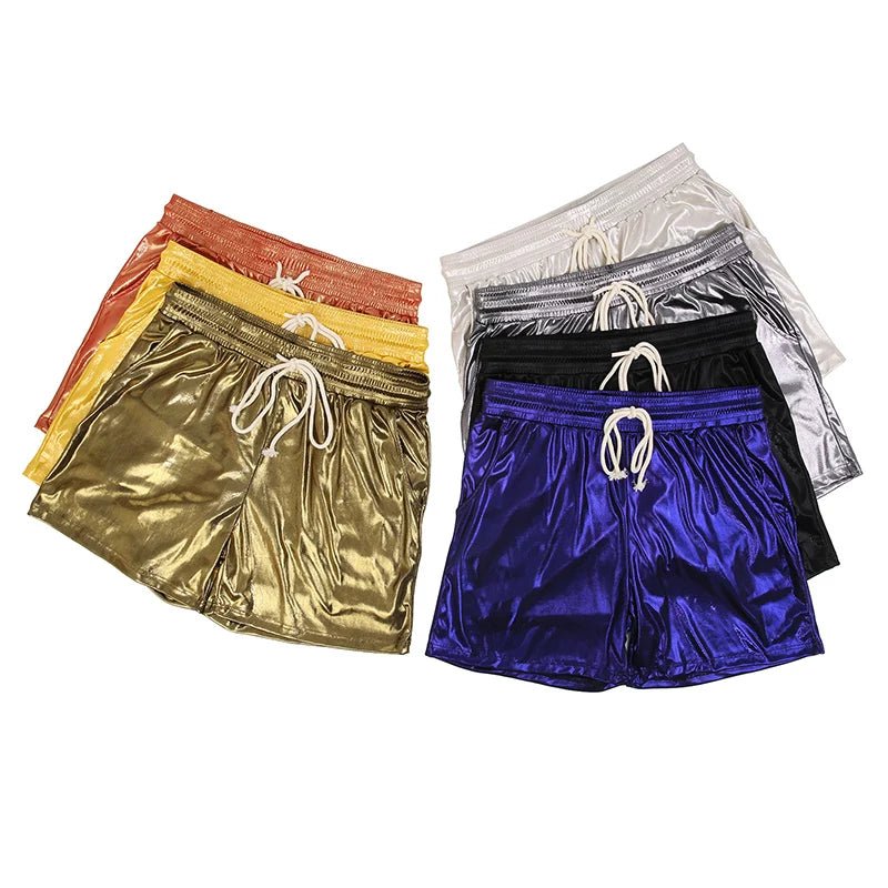 Sparkling Drawstring Men's Beach Shorts - WOWihte