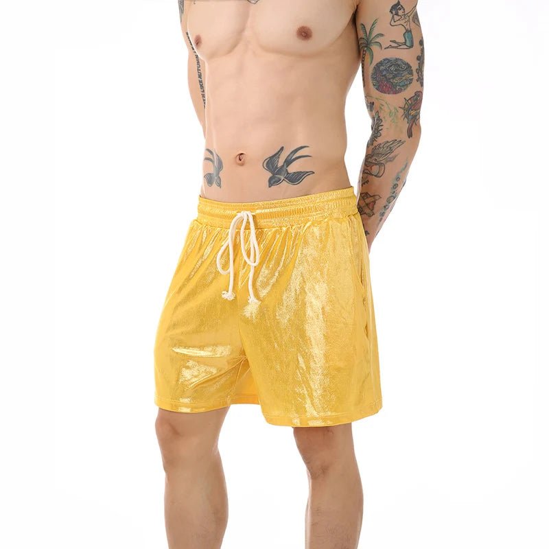 Sparkling Drawstring Men's Beach Shorts - WOWihte