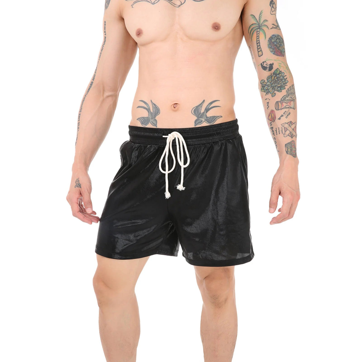 Sparkling Drawstring Men's Beach Shorts - WOWihte