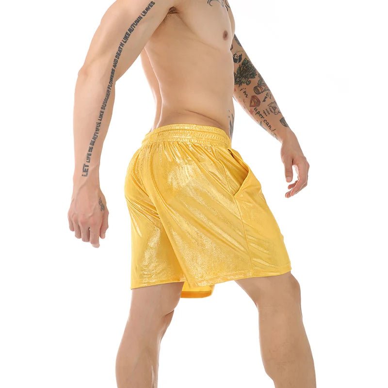 Sparkling Drawstring Men's Beach Shorts - WOWihte