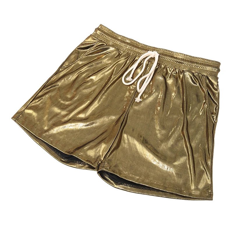 Sparkling Drawstring Men's Beach Shorts - WOWihte