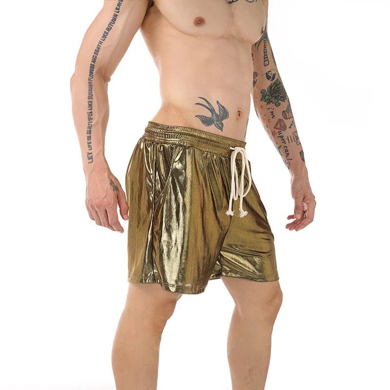 Sparkling Drawstring Men's Beach Shorts - WOWihte