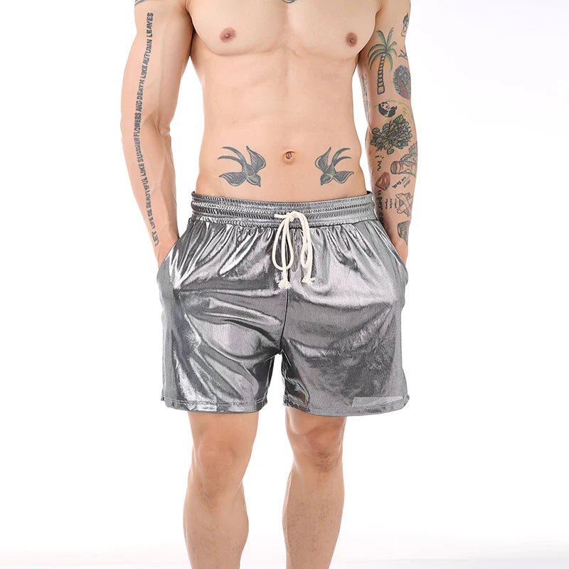 Sparkling Drawstring Men's Beach Shorts - WOWihte