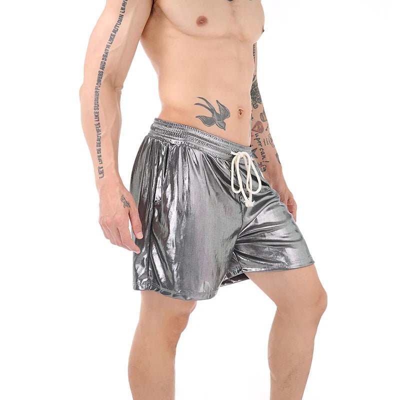 Sparkling Drawstring Men's Beach Shorts - WOWihte