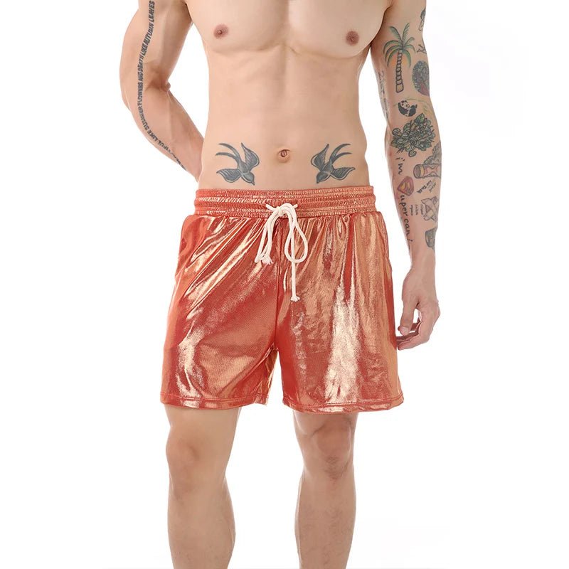 Sparkling Drawstring Men's Beach Shorts - WOWihte