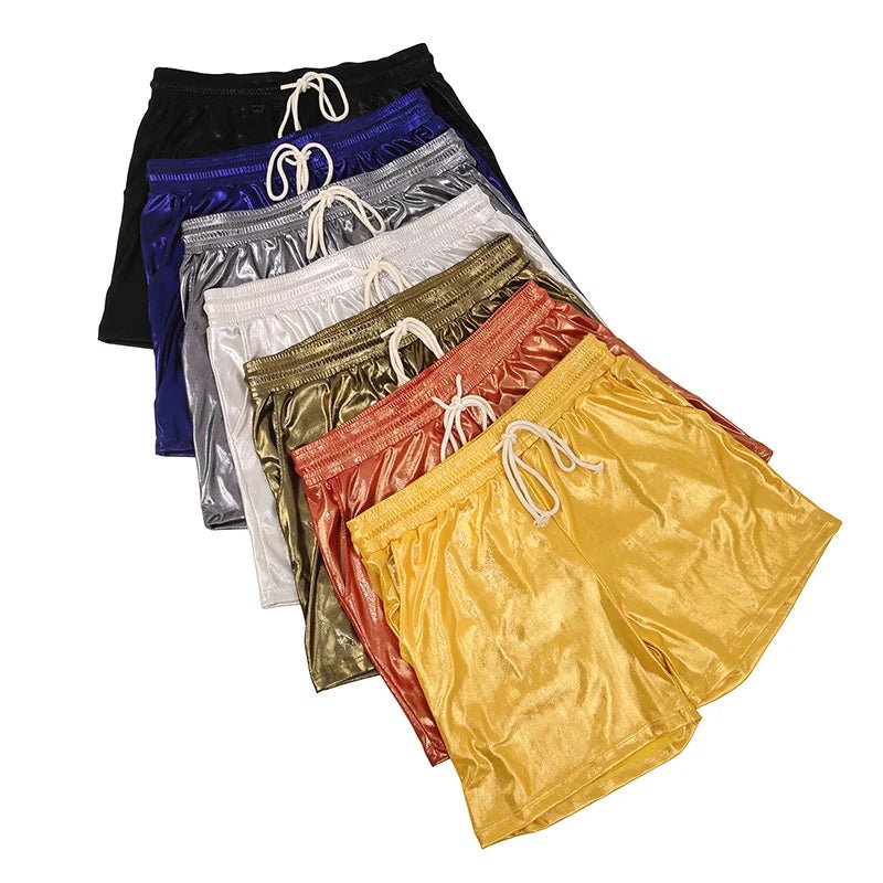 Sparkling Drawstring Men's Beach Shorts - WOWihte