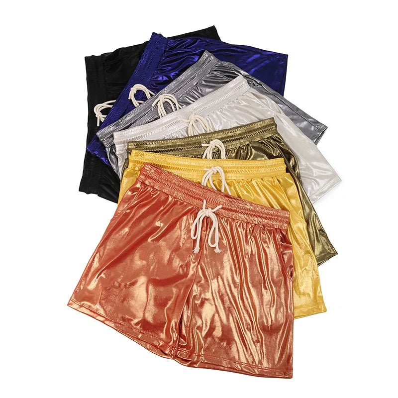 Sparkling Drawstring Men's Beach Shorts - WOWihte