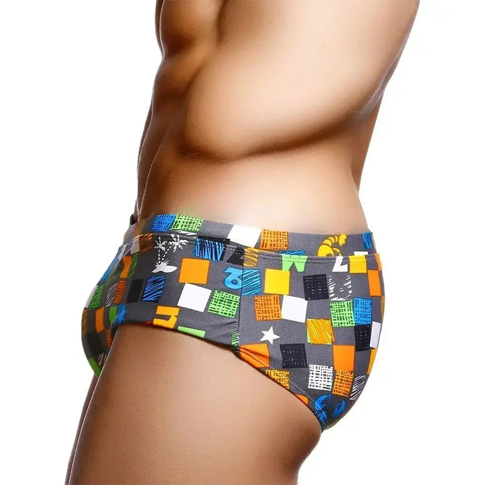 Square Graffiti - Swim Briefs - WOWihte