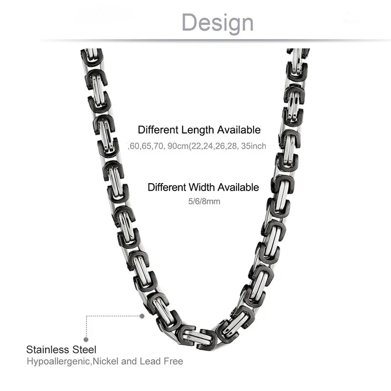Stainless Byzantine Men's Chain Necklace - WOWihte