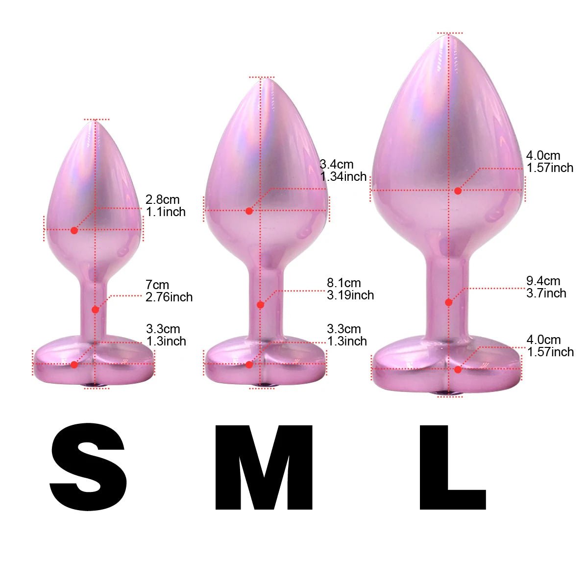 Stainless Stee Heart Anal Plug Metal Gem Base Butt Plug Anal Stimulation Prostate Massage Dildo Couple Masturbate Adult Sex Toys - WOWihte