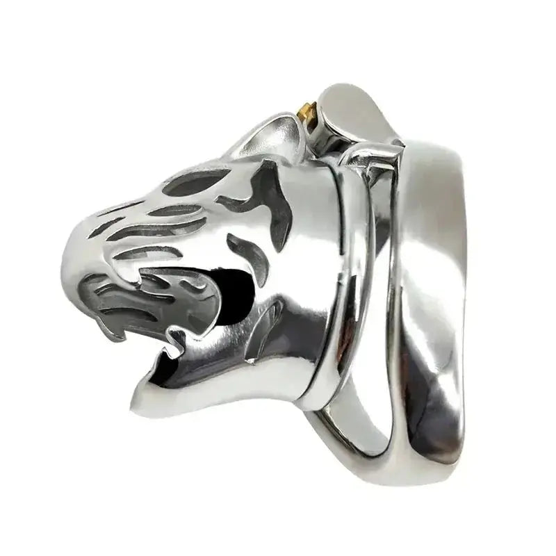 Stainless Steel Animal Tiger Head Male Penis Cage Chastity Device Abstinence Product Cock Cage Adult Sex Toy To Prevent Cheating - WOWihte