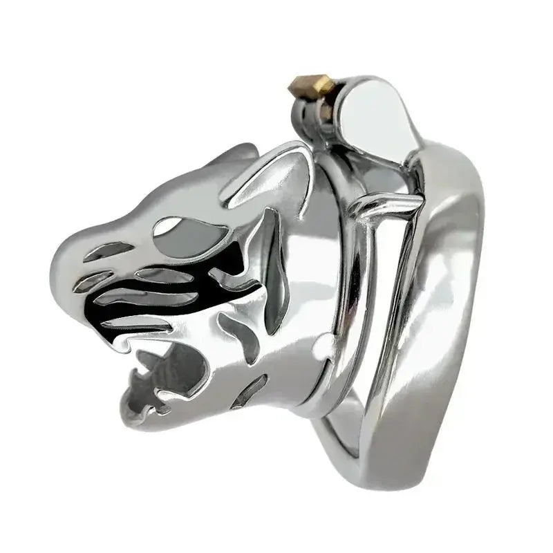 Stainless Steel Animal Tiger Head Male Penis Cage Chastity Device Abstinence Product Cock Cage Adult Sex Toy To Prevent Cheating - WOWihte