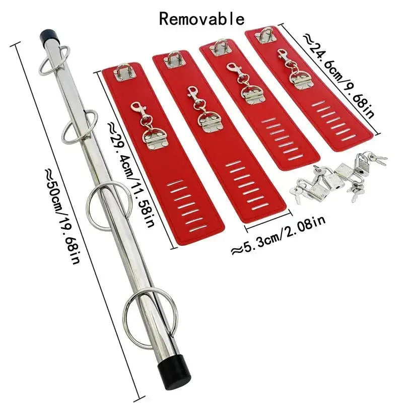 Stainless Steel BDSM Bondage Locking Kneeling Frame Handcuffs Collar Set Dildo Anal Plug Dog Slave Sex Toy Tool For Men Gay - WOWihte