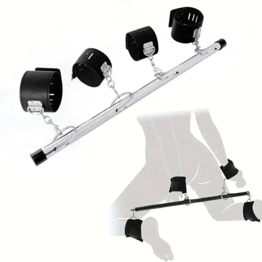 Stainless Steel BDSM Bondage Locking Kneeling Frame Handcuffs Collar Set Dildo Anal Plug Dog Slave Sex Toy Tool For Men Gay - WOWihte