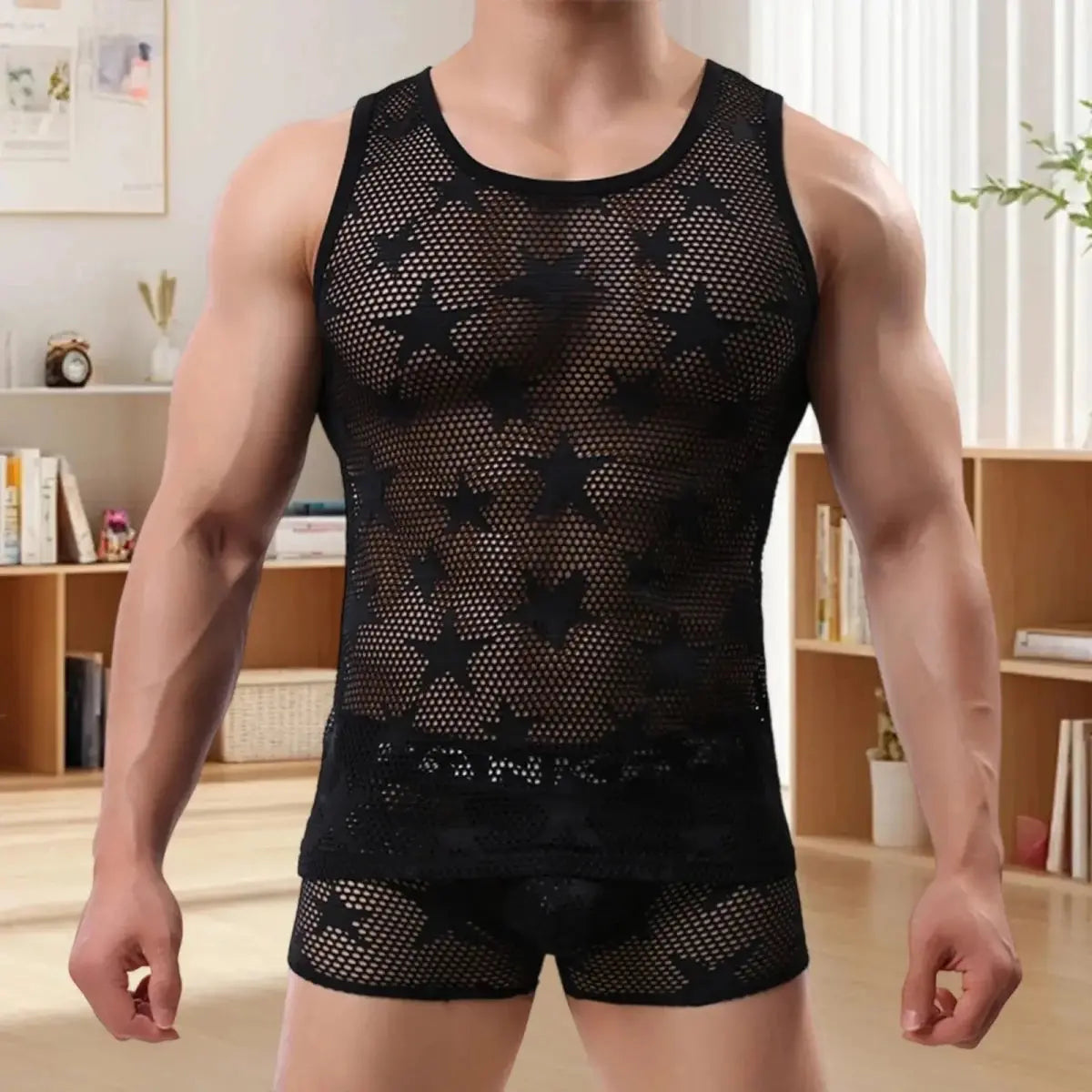 Star Patch Gym Tank Top - WOWihte