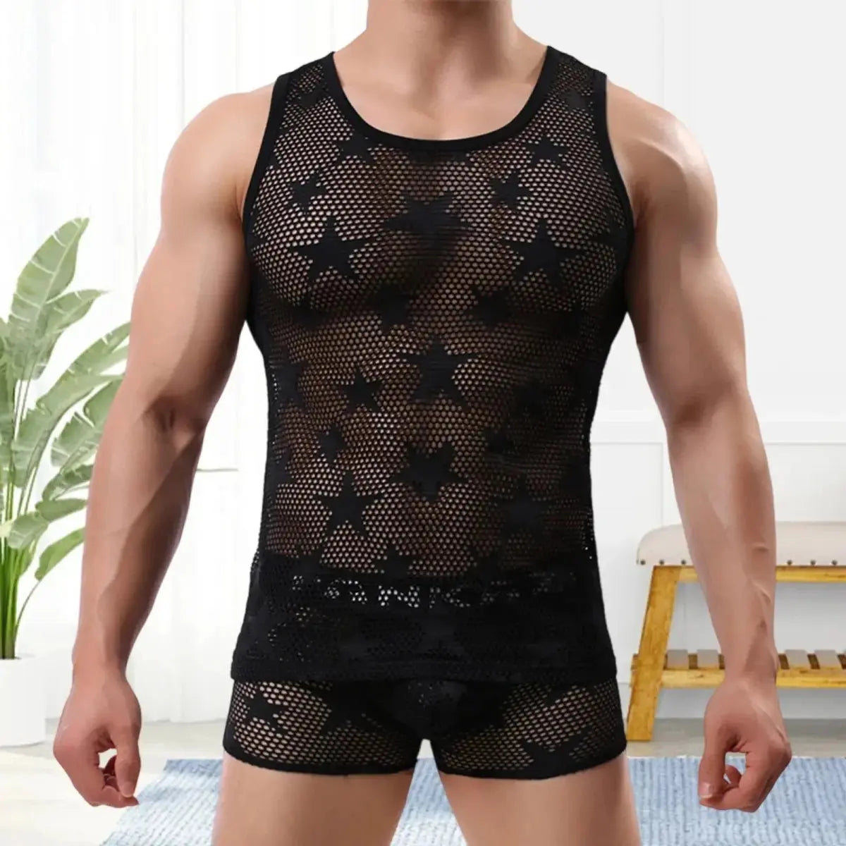 Star Patch Gym Tank Top - WOWihte