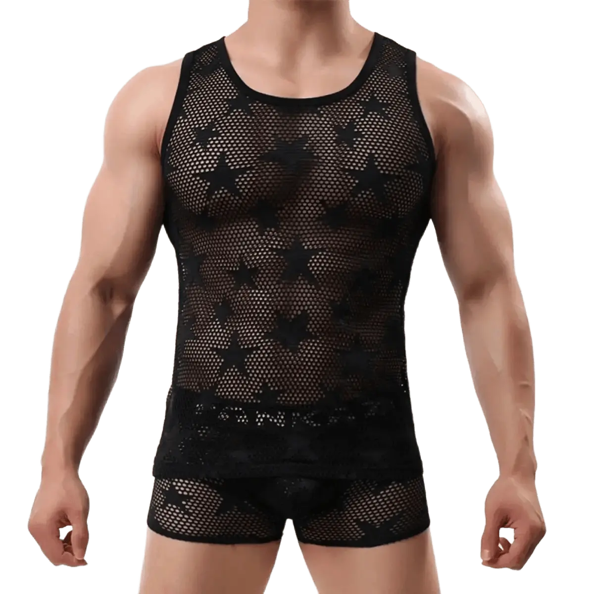 Star Patch Gym Tank Top - WOWihte