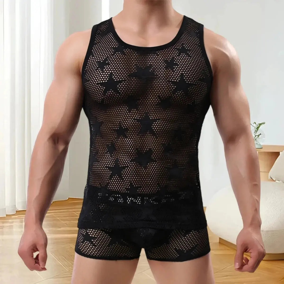 Star Patch Gym Tank Top - WOWihte