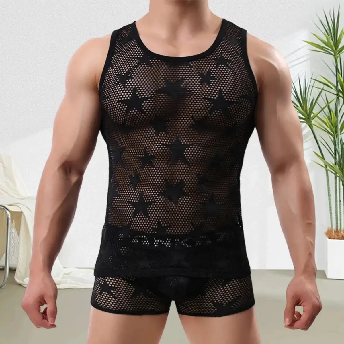 Star Patch Gym Tank Top - WOWihte