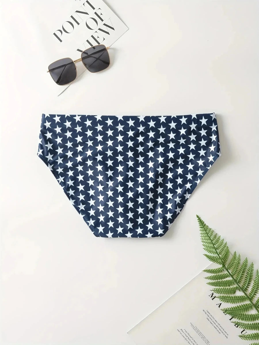 Star Print Swimming Brief - WOWihte