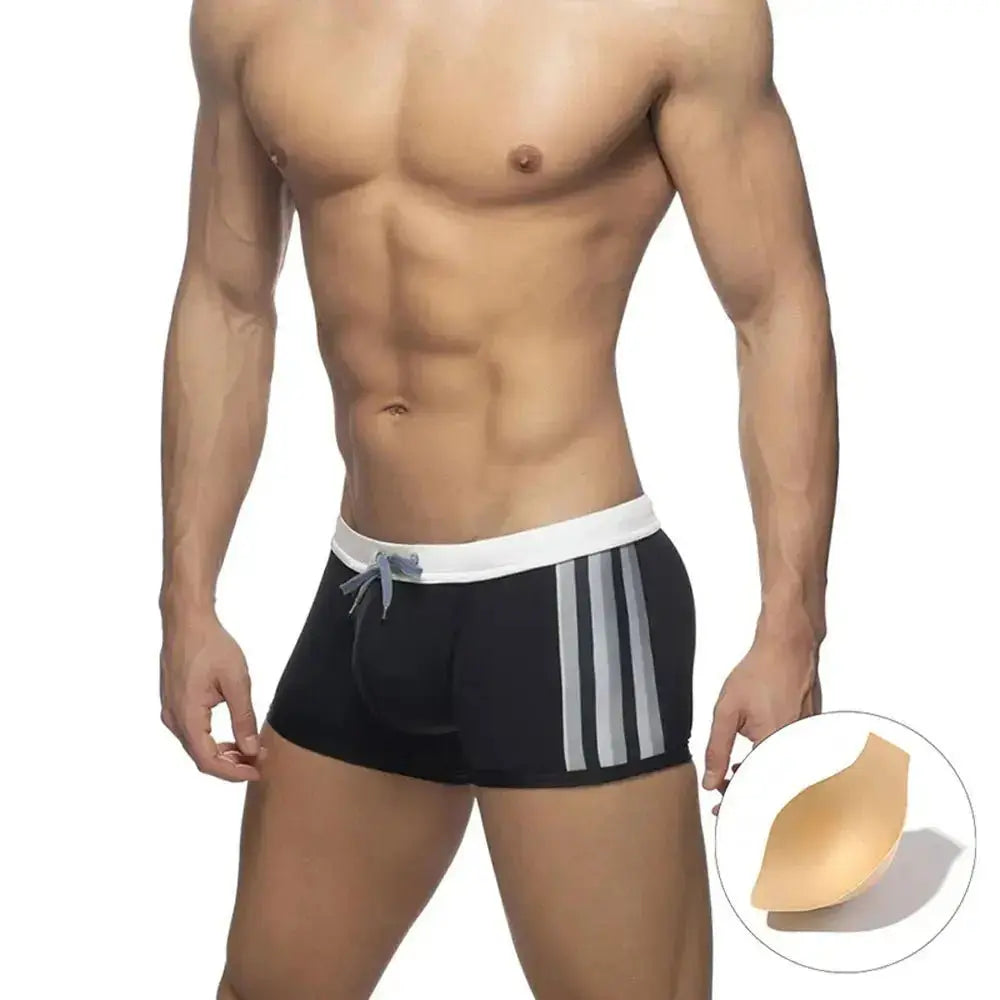 Stretch Striped Swim Trunks - WOWihte