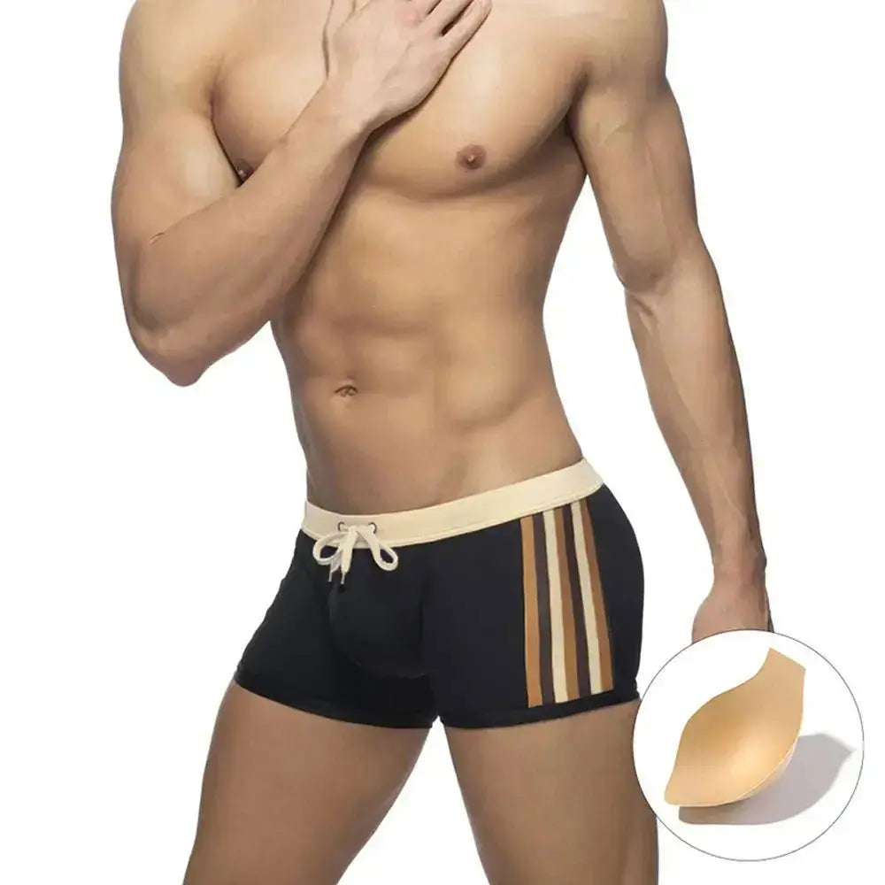 Stretch Striped Swim Trunks - WOWihte
