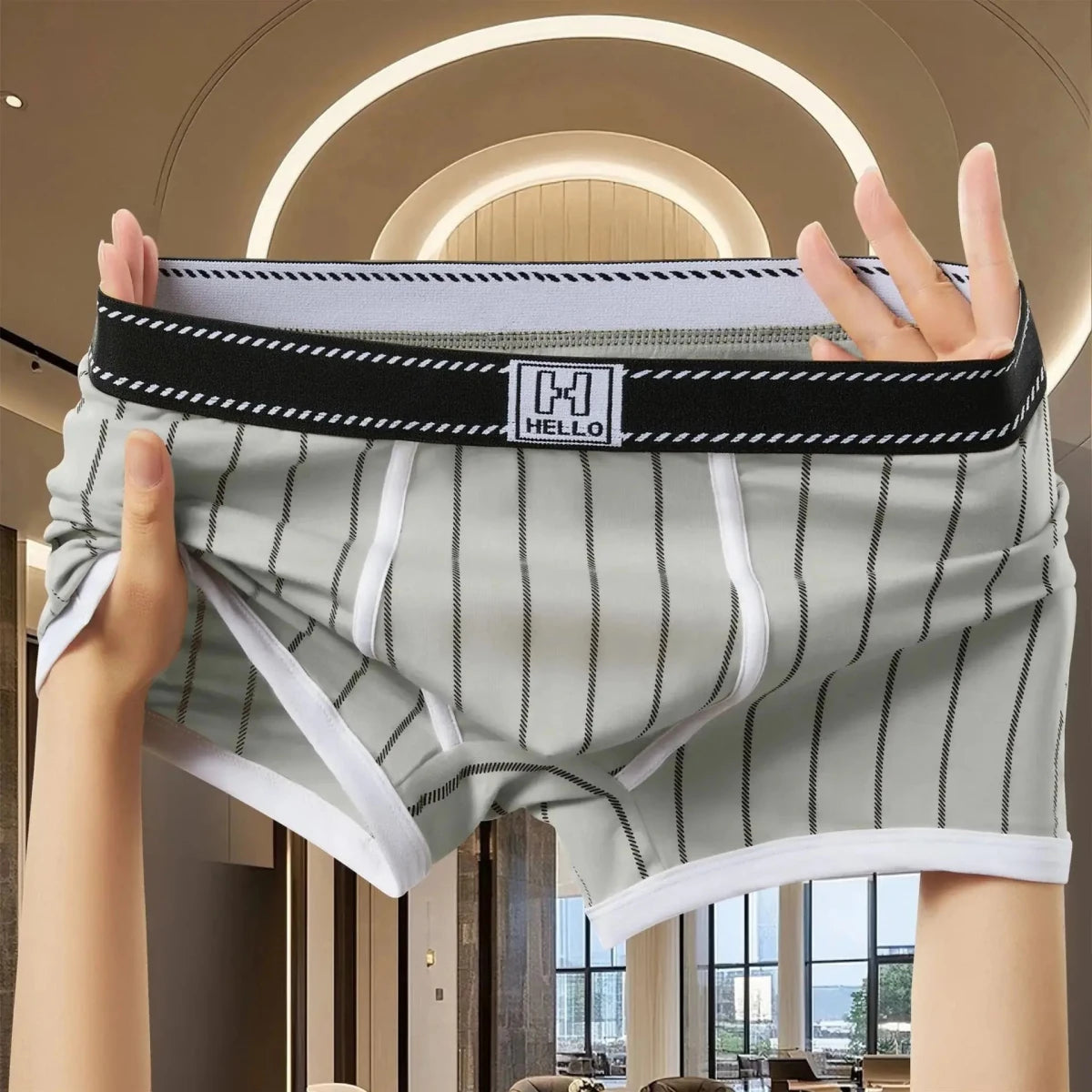 Striped Cotton U Pouch Boxers - WOWihte