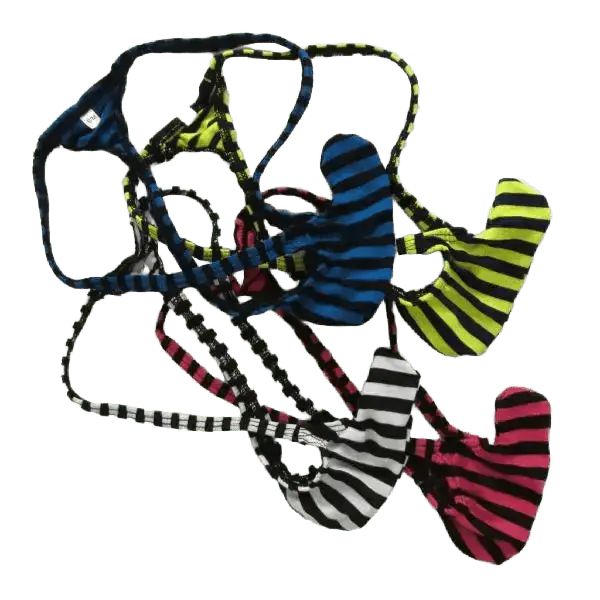 Striped Low - Rise Rocket Thong - WOWihte