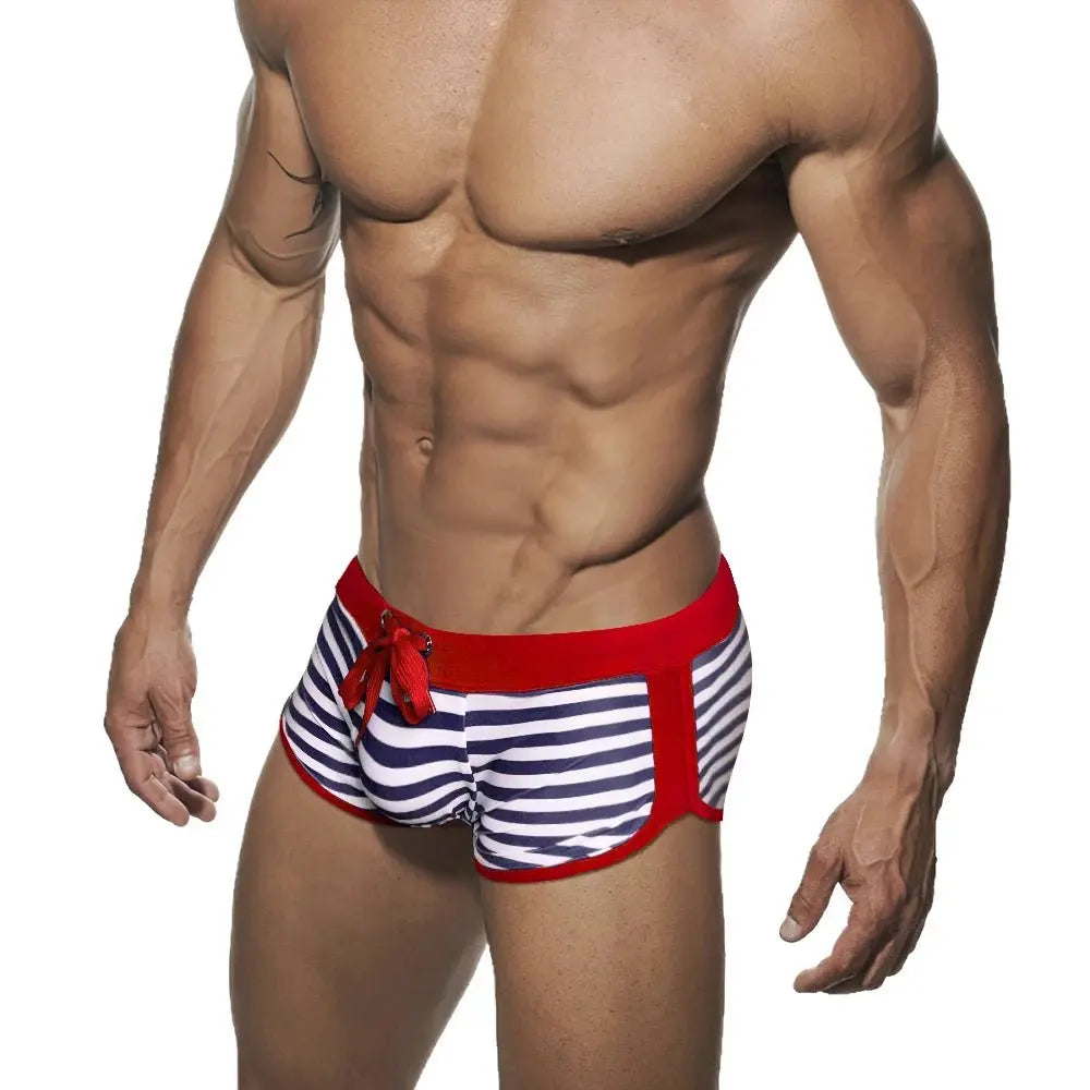 Striped Split Swim Trunks - WOWihte