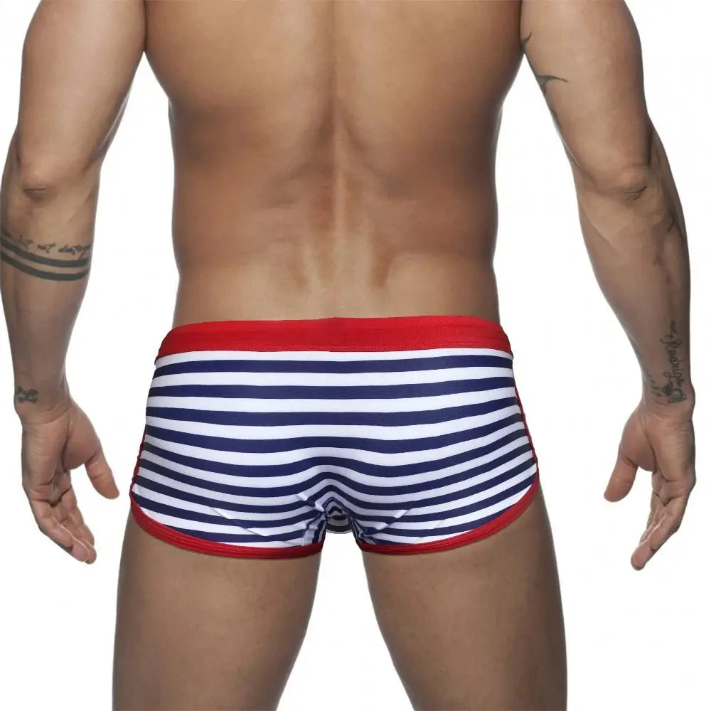 Striped Split Swim Trunks - WOWihte