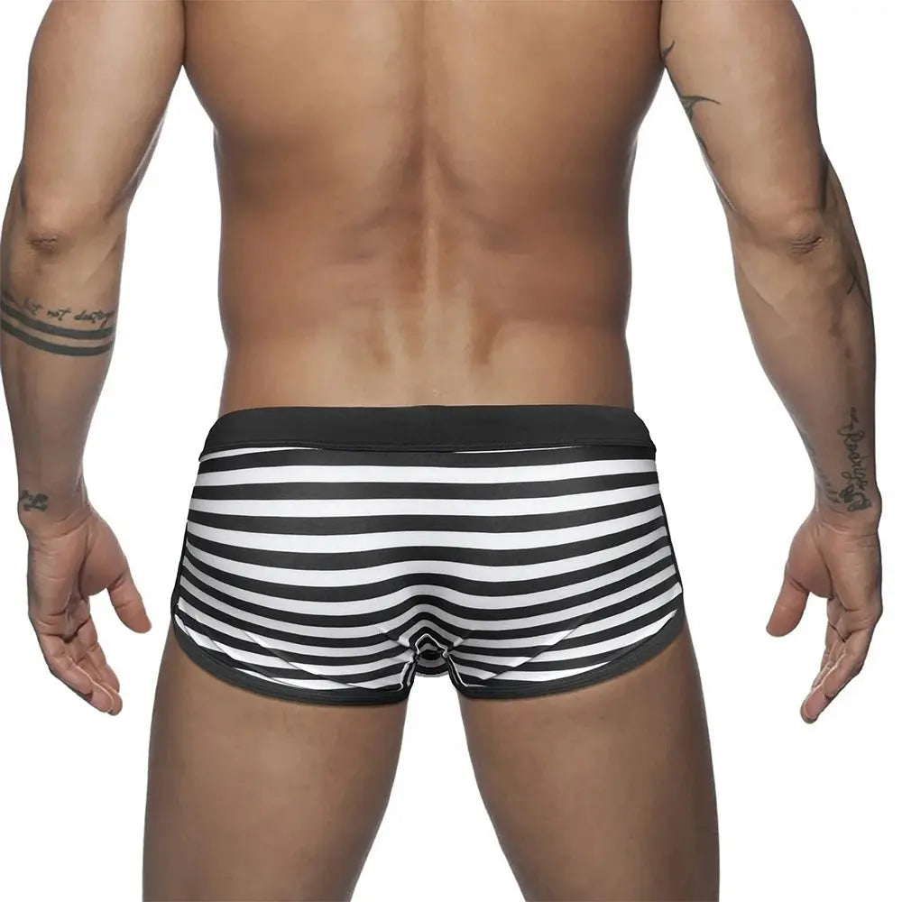 Striped Split Swim Trunks - WOWihte