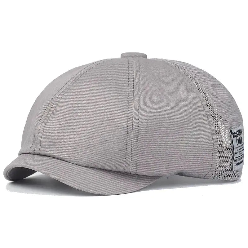 Summer Mesh Newsboy Cap Breathable Cotton Peaky Octagonal Hat Vintage Casual Cap Solid Berets Visor Gatsby Flat Ivy Hat - WOWihte