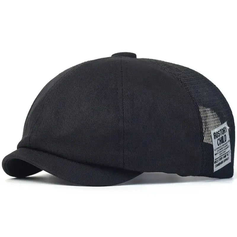 Summer Mesh Newsboy Cap Breathable Cotton Peaky Octagonal Hat Vintage Casual Cap Solid Berets Visor Gatsby Flat Ivy Hat - WOWihte