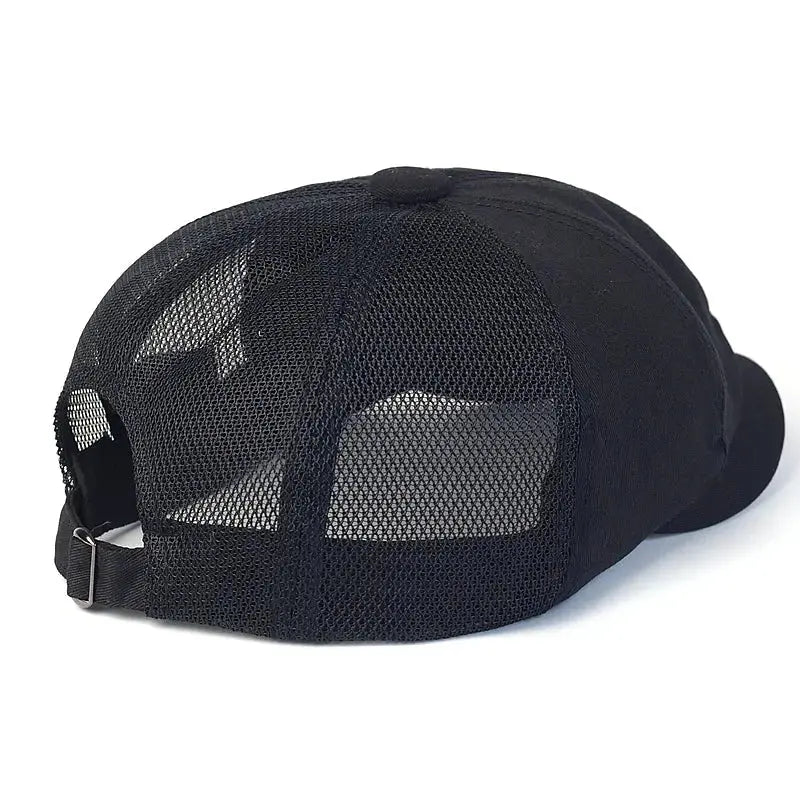 Summer Mesh Newsboy Cap Breathable Cotton Peaky Octagonal Hat Vintage Casual Cap Solid Berets Visor Gatsby Flat Ivy Hat - WOWihte