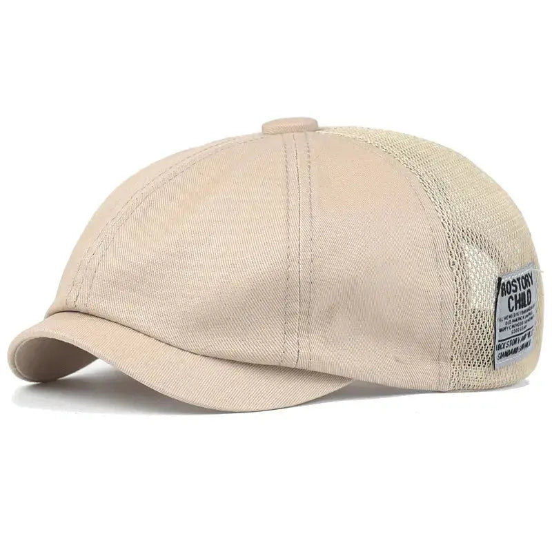 Summer Mesh Newsboy Cap Breathable Cotton Peaky Octagonal Hat Vintage Casual Cap Solid Berets Visor Gatsby Flat Ivy Hat - WOWihte
