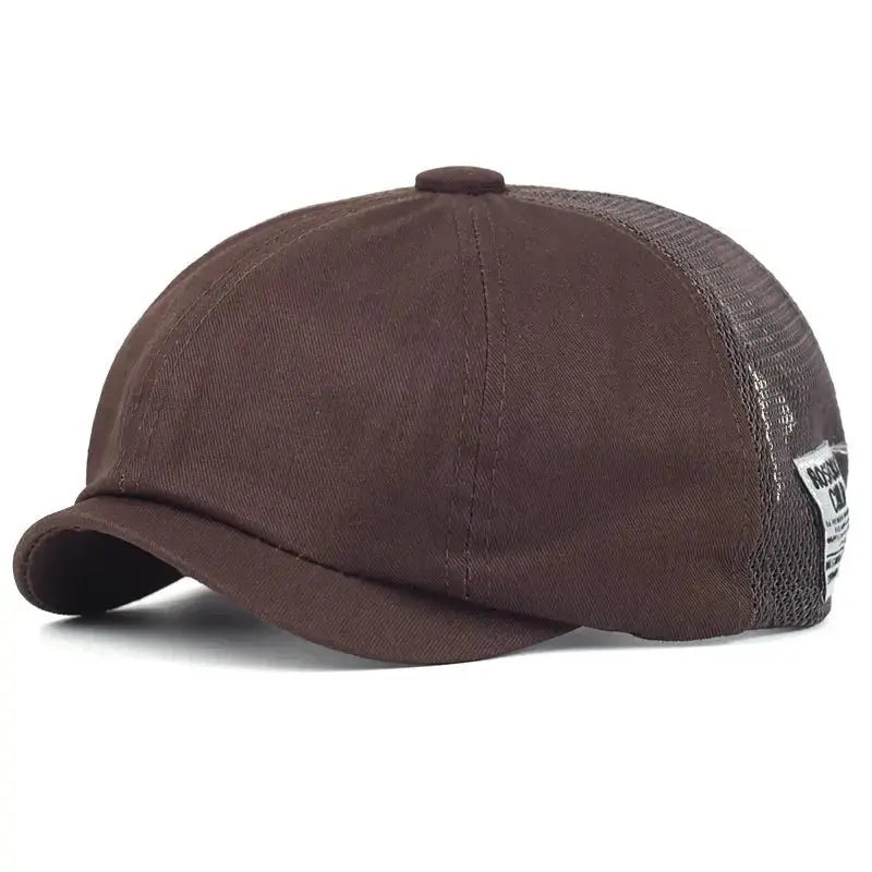 Summer Mesh Newsboy Cap Breathable Cotton Peaky Octagonal Hat Vintage Casual Cap Solid Berets Visor Gatsby Flat Ivy Hat - WOWihte