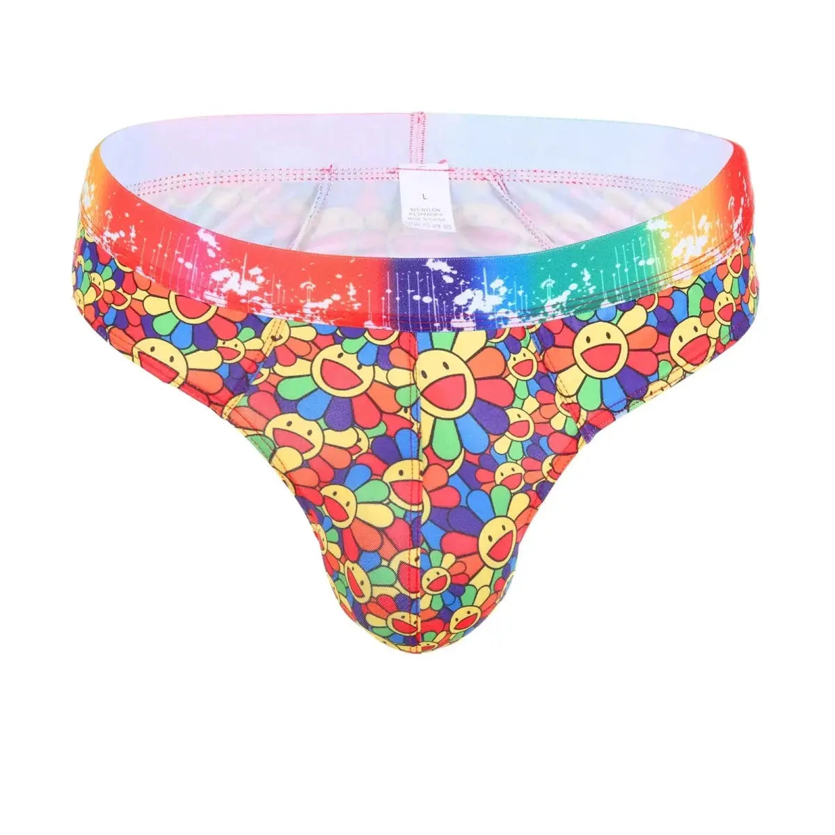 Sunflower Print Swim Thong - WOWihte