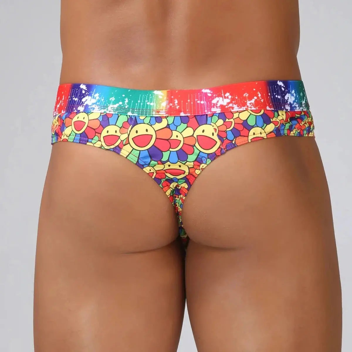 Sunflower Print Swim Thong - WOWihte