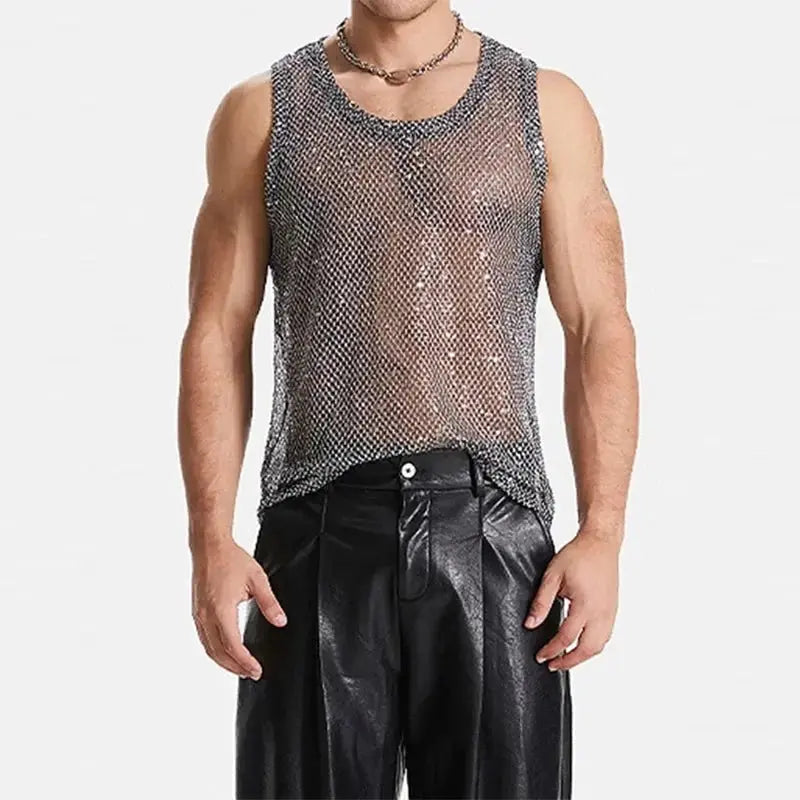 Tassel Mesh Fashion Tank Top - WOWihte