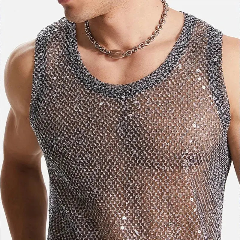 Tassel Mesh Fashion Tank Top - WOWihte