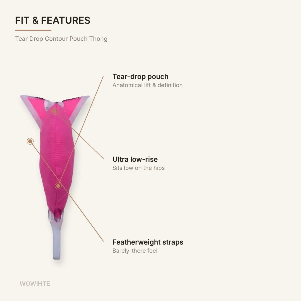 Tear Drop Contour Pouch Thong - WOWihte
