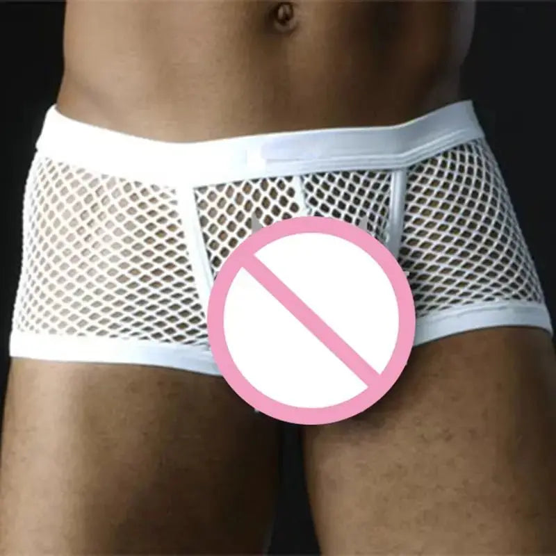 Transparent Mesh Boxer Shorts Men - WOWihte