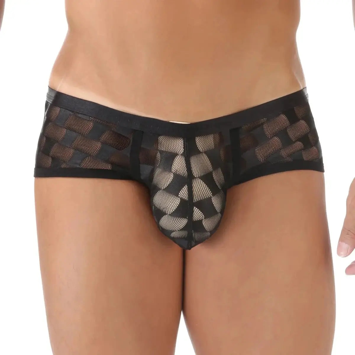 Transparent Mesh Checkered Boxer Shorts - WOWihte