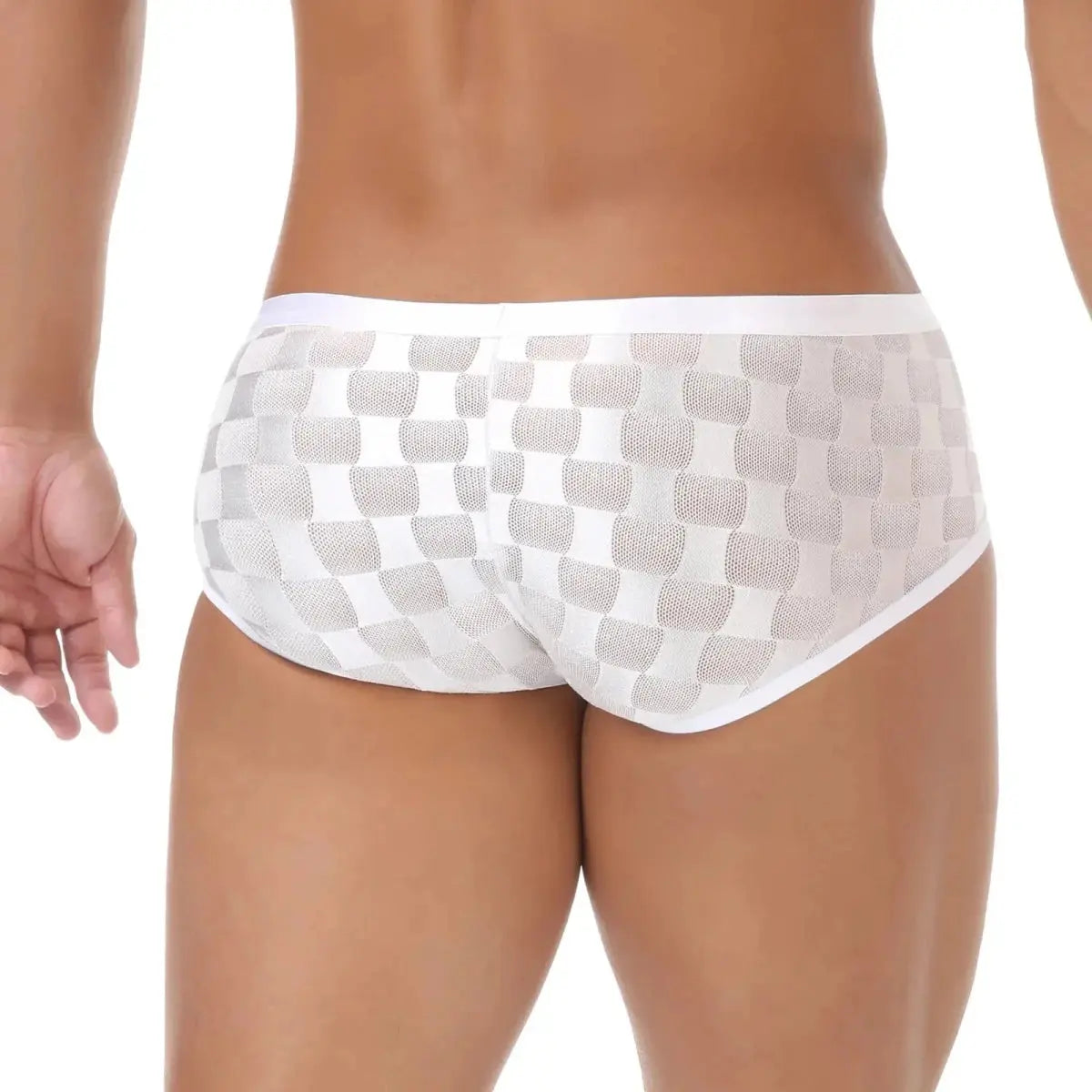 Transparent Mesh Checkered Boxer Shorts - WOWihte