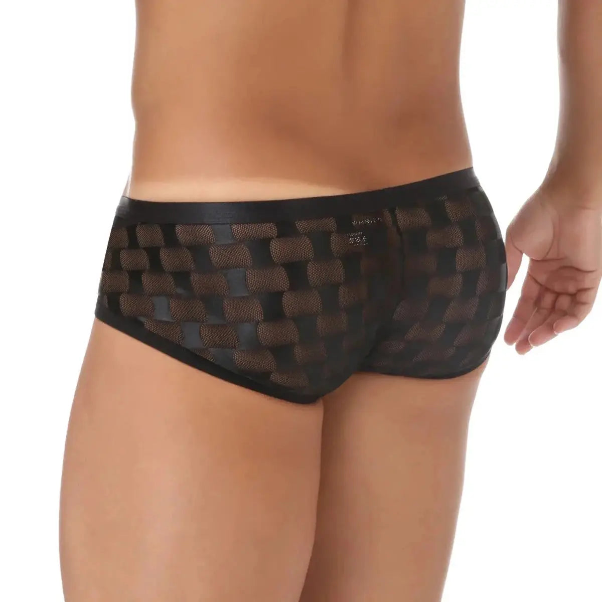 Transparent Mesh Checkered Boxer Shorts - WOWihte